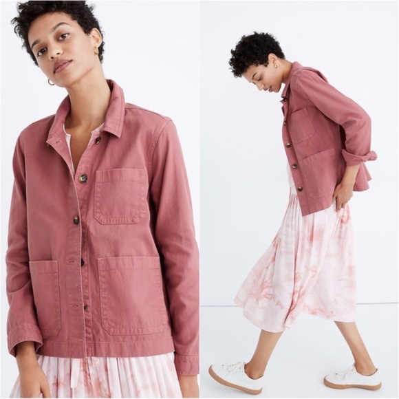 Madewell Jacket Garment-Dyed Ashwood Chore Coat Utility Shacket Pink XS - Picture 4 of 16